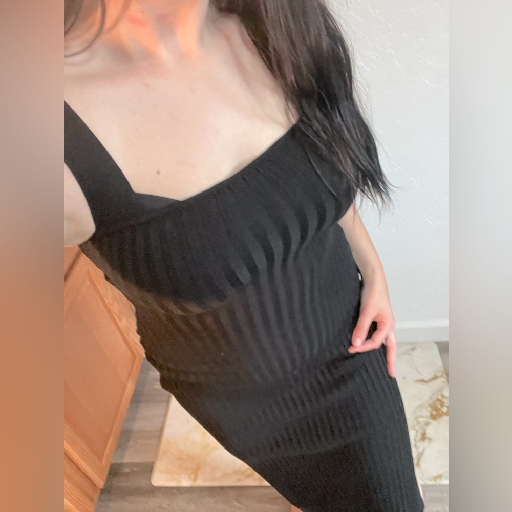 ShoeDazzle Sweater Midi Dress Black Caviar